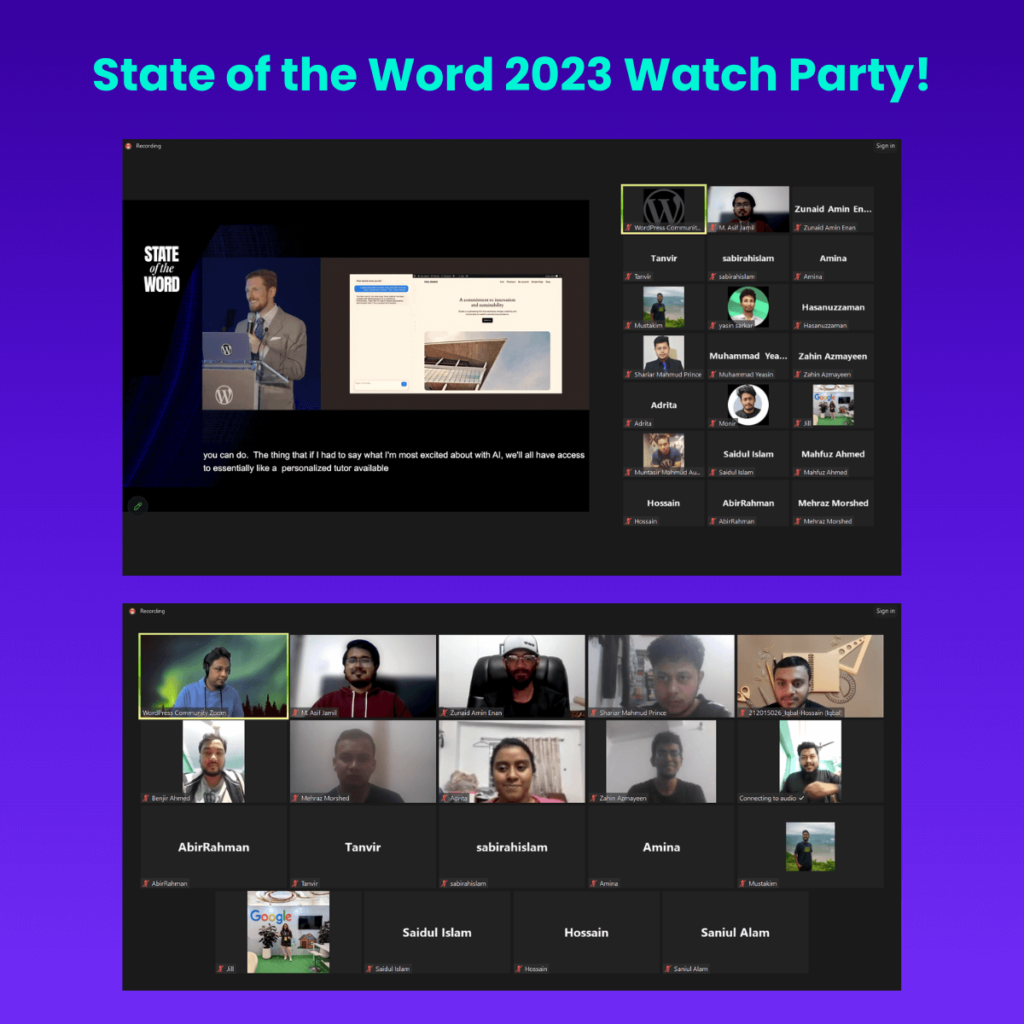 State of the word 2023 watch party, organized by the Dhaka WordPress Meetup Group